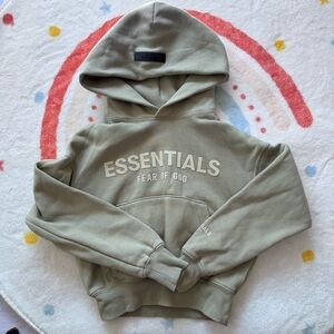 Fear of God Essentials Kids Green Logo Hoodie